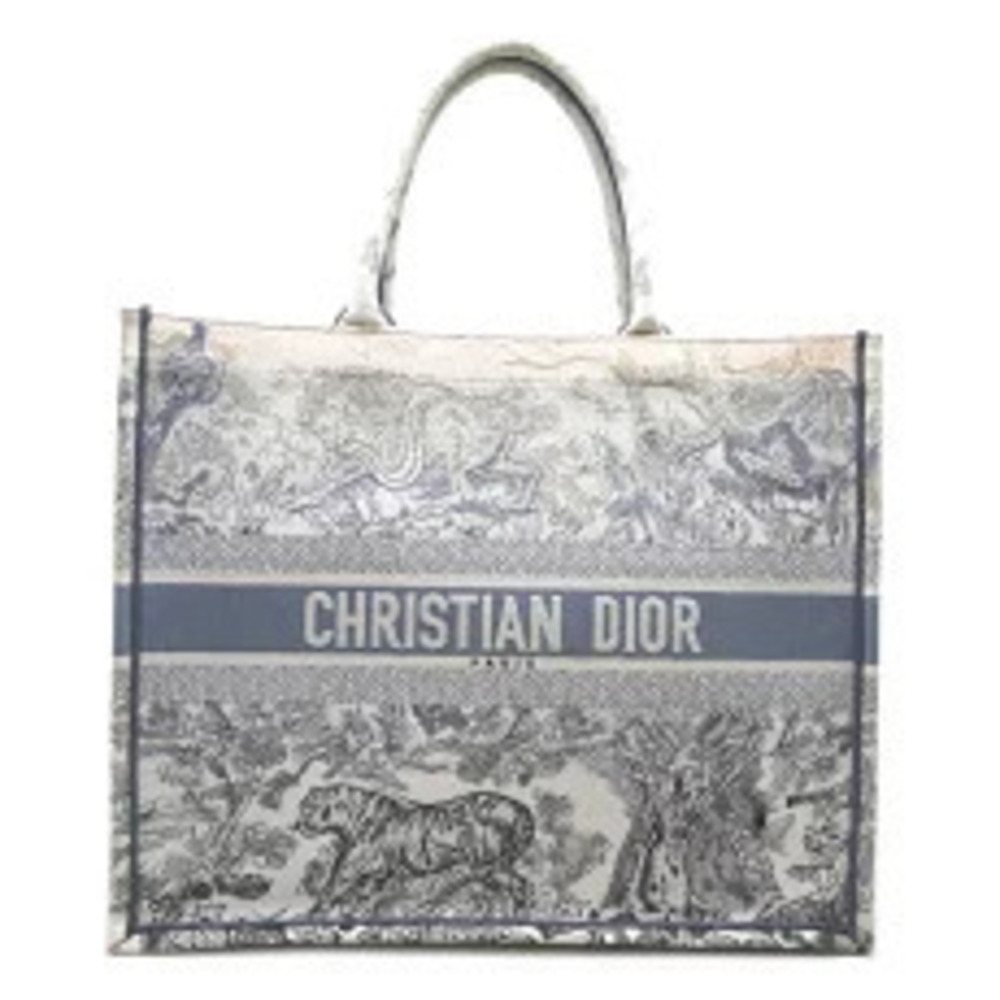 Christian Dior Book Tote Handbag Jacquard White